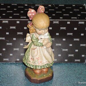 6" Anri Sarah Kay Figurine "Spring Delight" Signed With Box - Girl With Bunny!